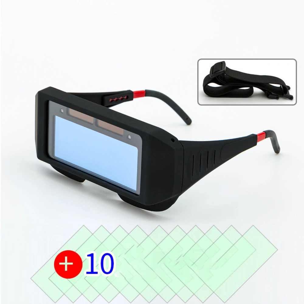 Welder Glasses Automatic Dimming Ergonomic Clear Visual Field Welding Protective Goggle with Elastic 10 Protecting Sheet