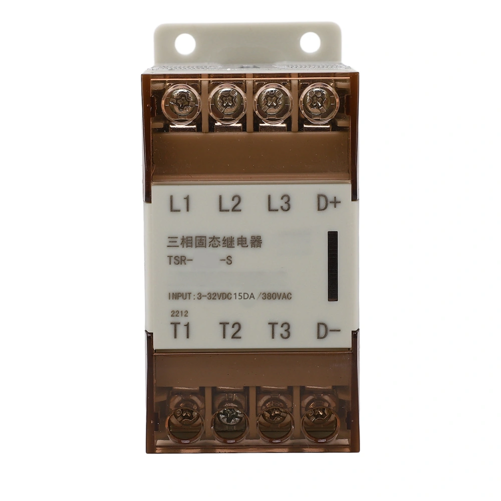 3 Phase Solid State Relay with Radiator 3‑32VDC Control Voltage 24‑380VAC Load Voltage White Shell 15A TSR 15DA S