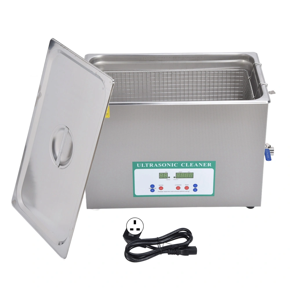 Ultrasonic Cleaner 30L 600W Large Ultra Sonic Tank Bath Cleaning Machine Timer DK‑1030HTDUK Plug 200‑240V 50Hz