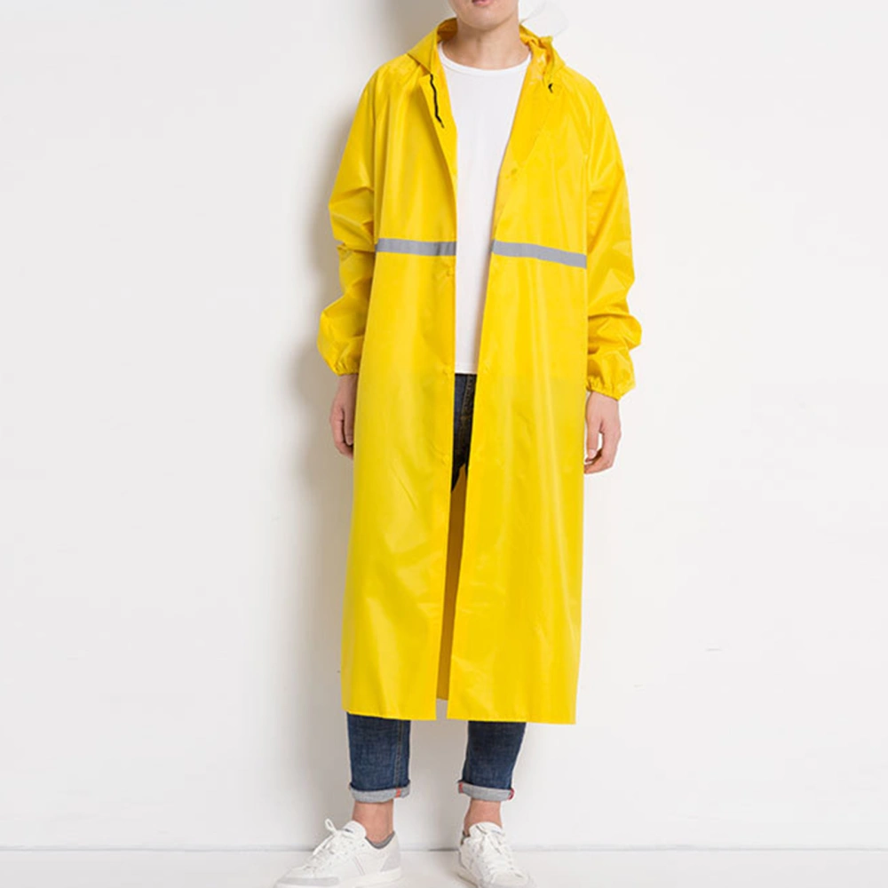 Long Rain Coat Thickened Reflective Raincoat Reusable Poncho Waterproof Stylish Long Rain Jacket for Outdoor Yellow XXXL