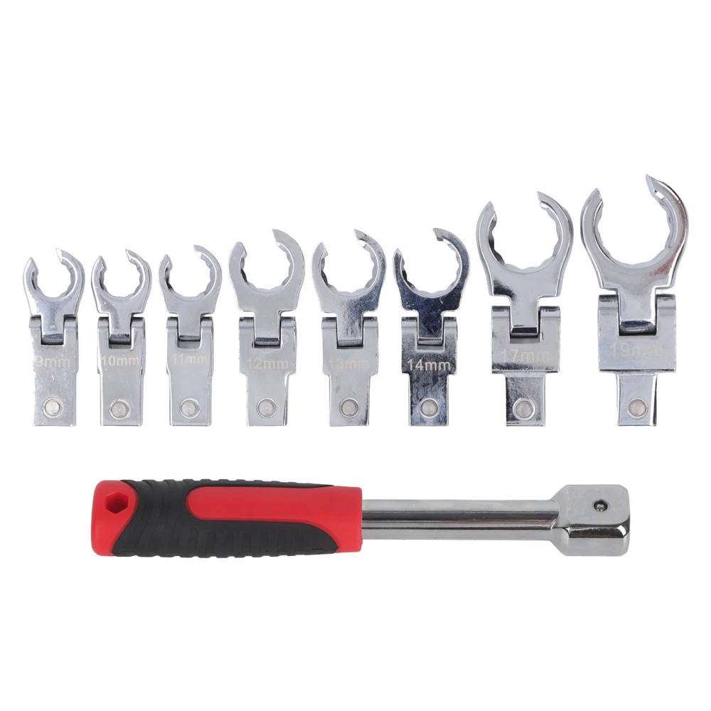 Replaceable Wrench Set Flexible Head Torsion Wrench 180 Degree Rotating Spanner with Handle