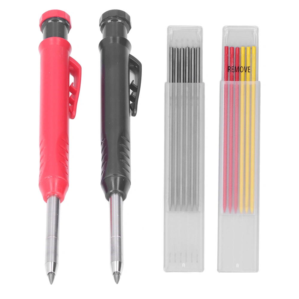 14Pcs Carpenter Pencil Marker Tool Set Kit with Red Black Yellow Refills for Woodworking