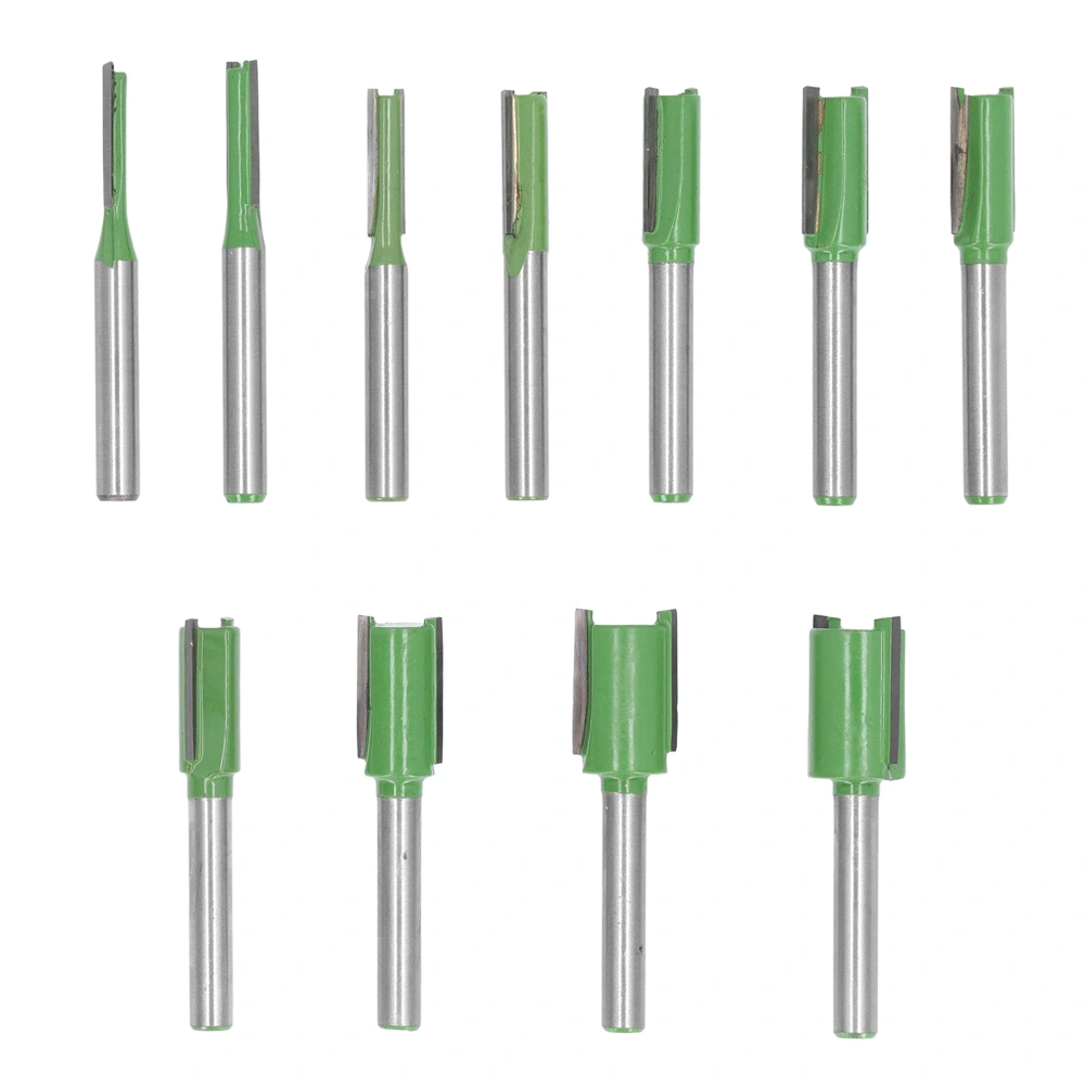 11PCS 6mm Shank Router Bits Tungsten Steel Alloy Single Double Flute Straight Bit for Trimming Carving