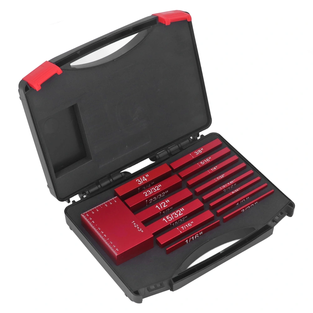 15Pcs Height Gauge Set Aluminum Alloy Bright Color Accurate Scale Gauge Block for Woodworking Red