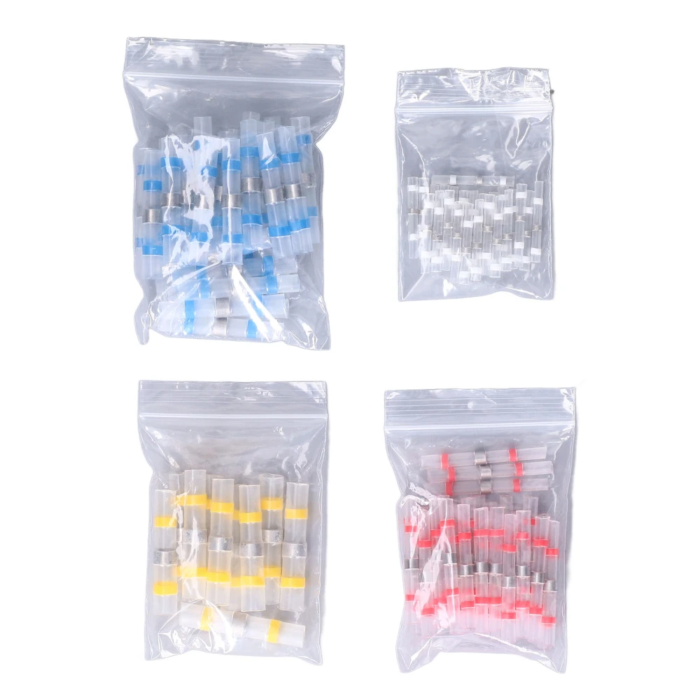 100Pcs Heat Shrink Butt Connectors Crimp Terminals Waterproof Solder Seal Electrical Splice Kit