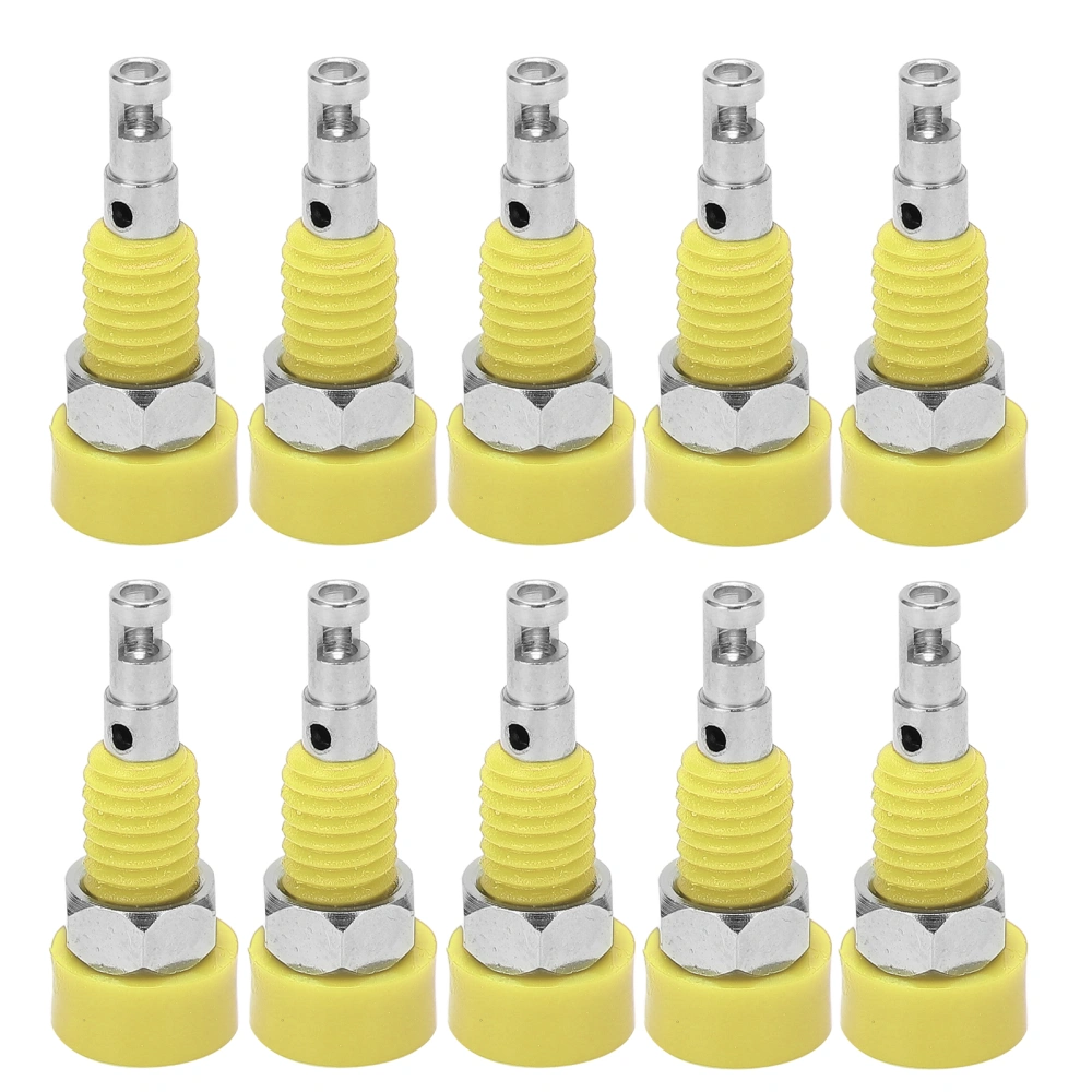 10pcs 2mm Banana Female Jack Socket Connector Adapter Panel Mini Binding Post for Electronic InstrumentYellow