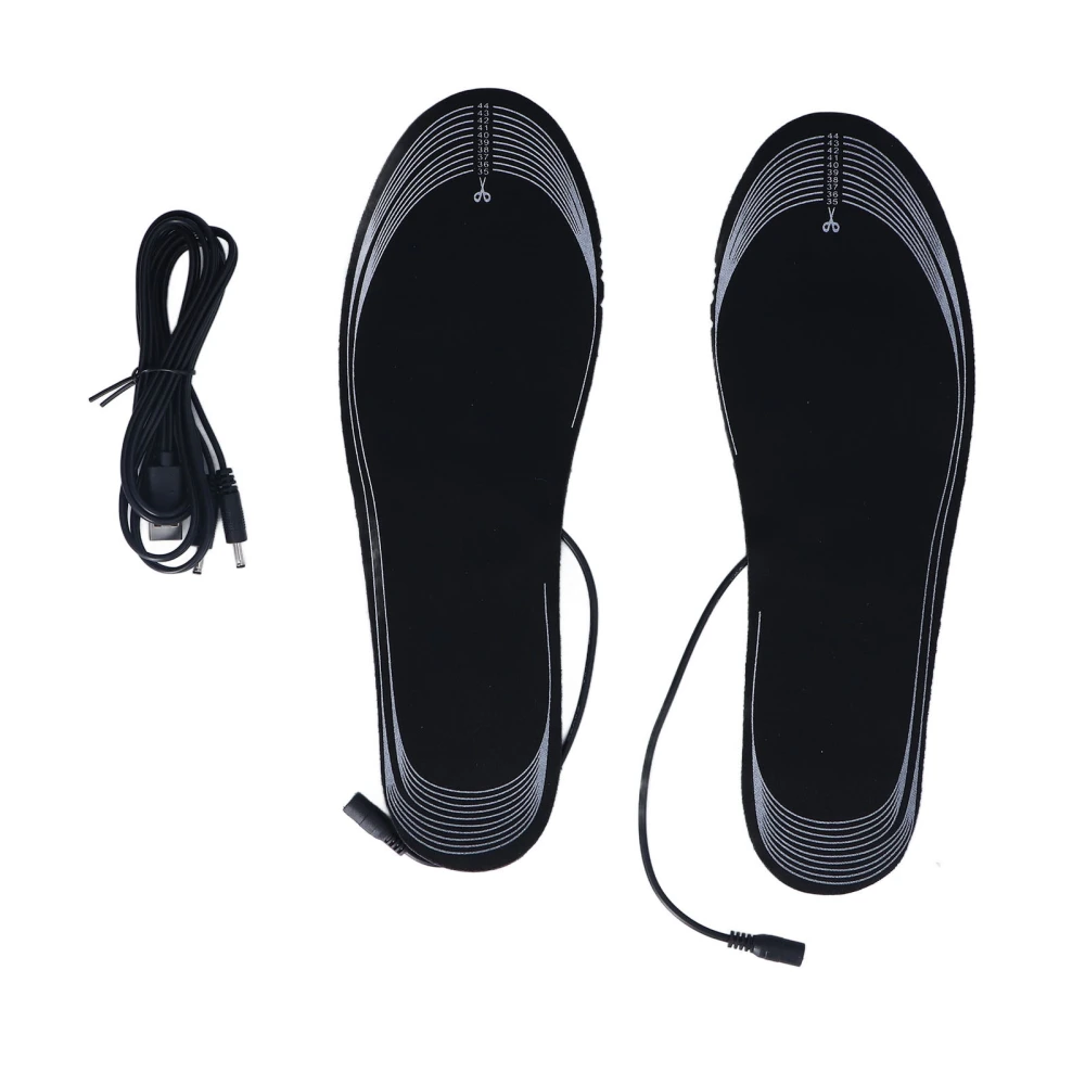 2Pcs Heated Shoe Insoles EVA USB Charging Tailorable 35 to 44 Yards Soft Even Heating Insoles