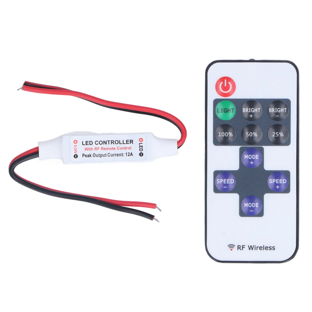 RF Remote Controller 11 Key Wireless Mini LED Controllers Dimmer Red Black Wire Interface