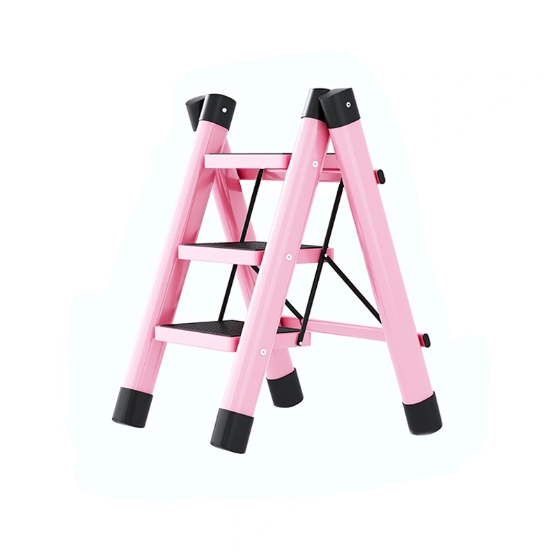 Step Ladder Folding 3 Steps Non Slip Waterproof Rustproof Household Handling Equipment Pink