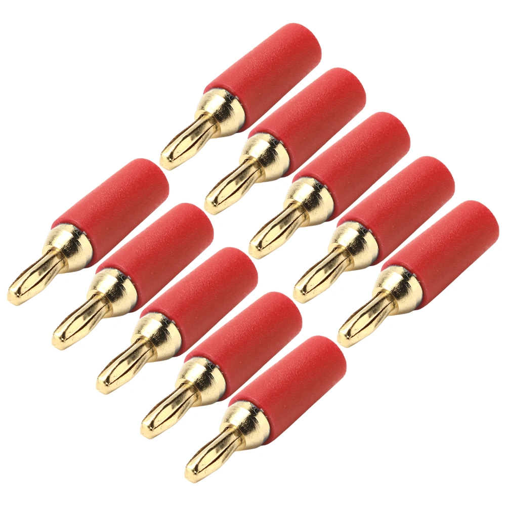 10Pcs Banana Plug 2.5mm Gold Plated Brass Solder Type Male Connector Accessory Set KitRed