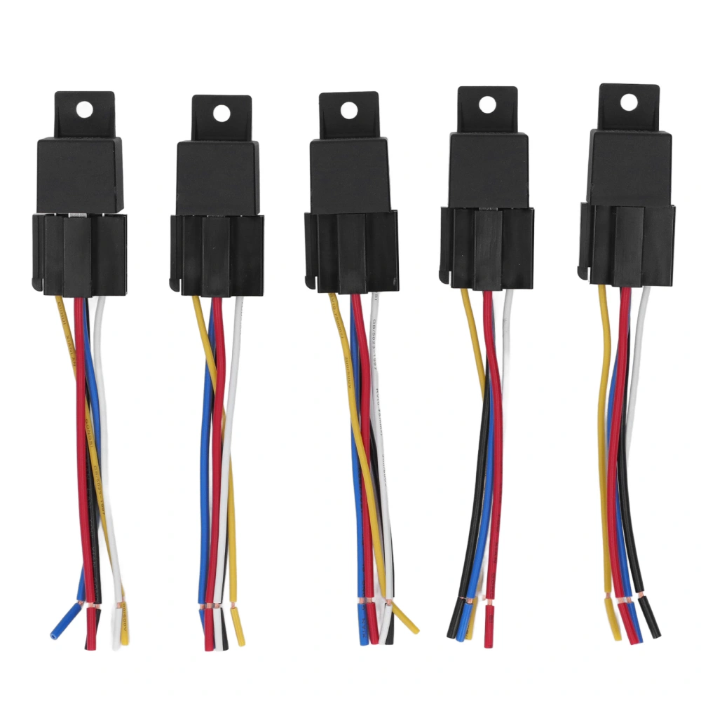 5Pcs Automotive Relay 5 Pin Copper ABS Shell Stable Tidy Connection Car Relay 12V 40A