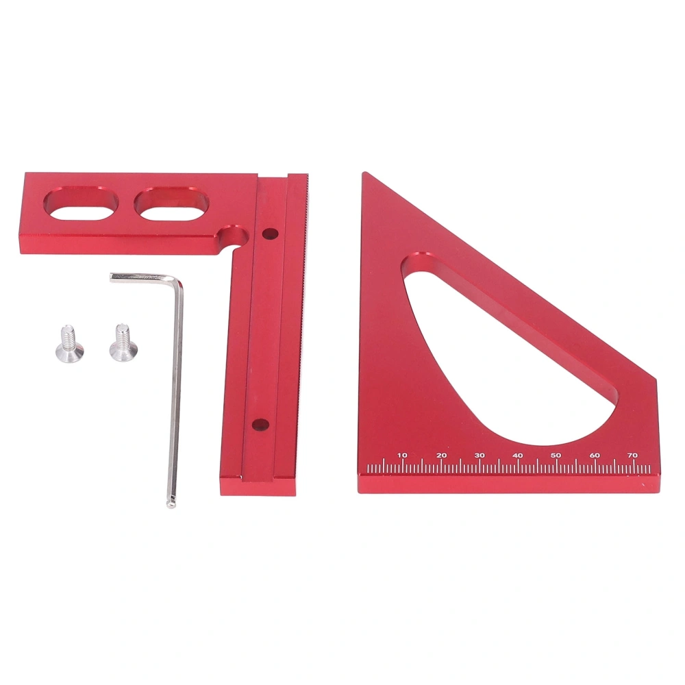 3D Mitre Angle Ruler Aluminum Alloy Professional Red 45 Degree Square Ruler for Woodworking