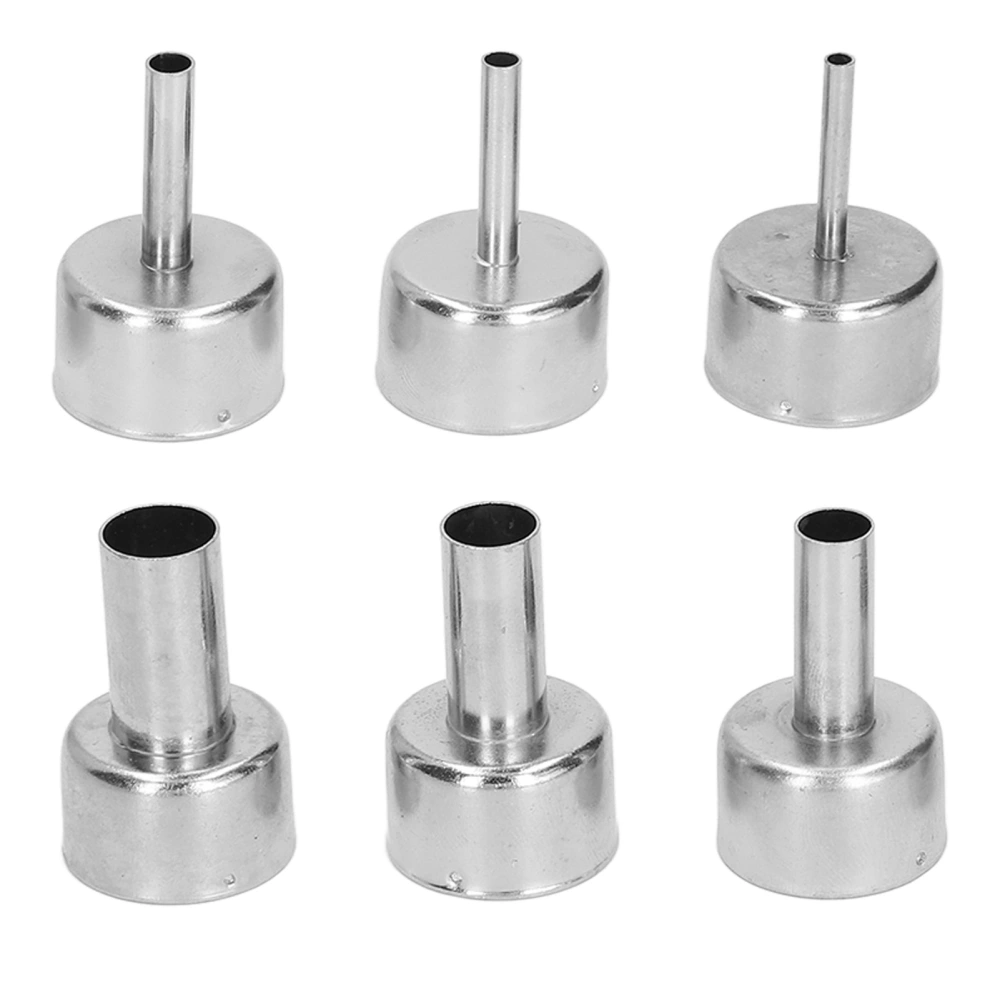 6Pcs Heat Gun Nozzle Stainless Steel Hot Air Attachment Soldering Station Accessory