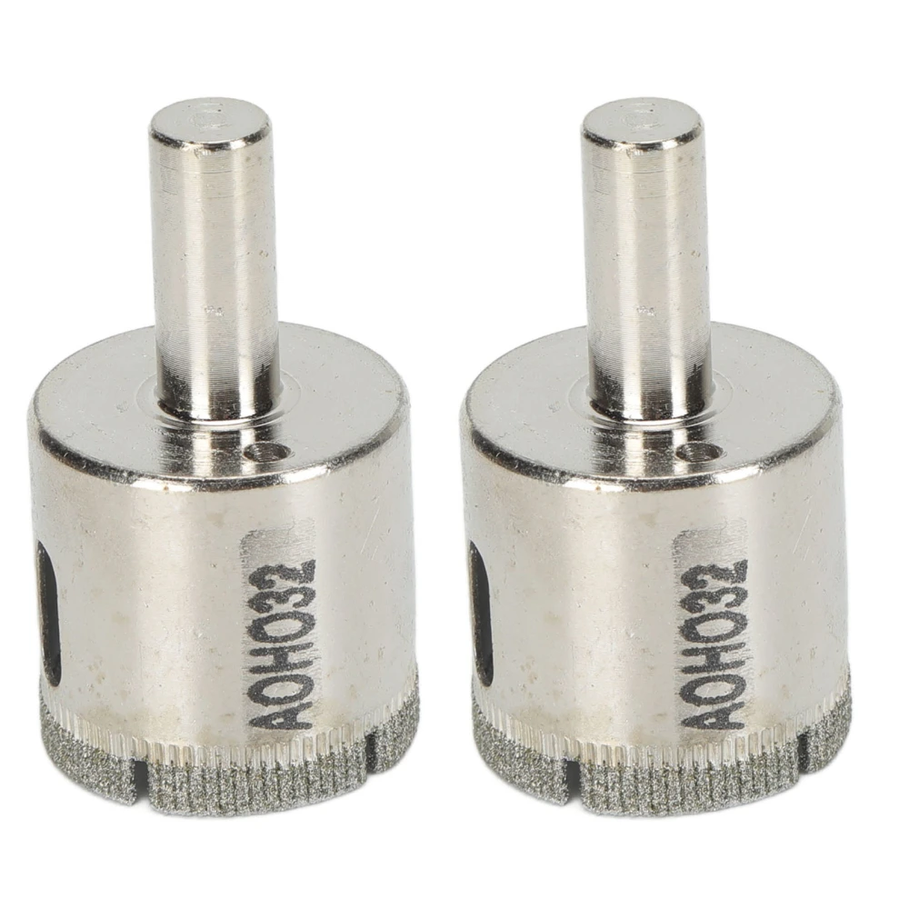 2Pcs 32mm Hole Opener Round Shank High Torsion Diamond Drill Bit for Glass Marble Ceramic Tiles