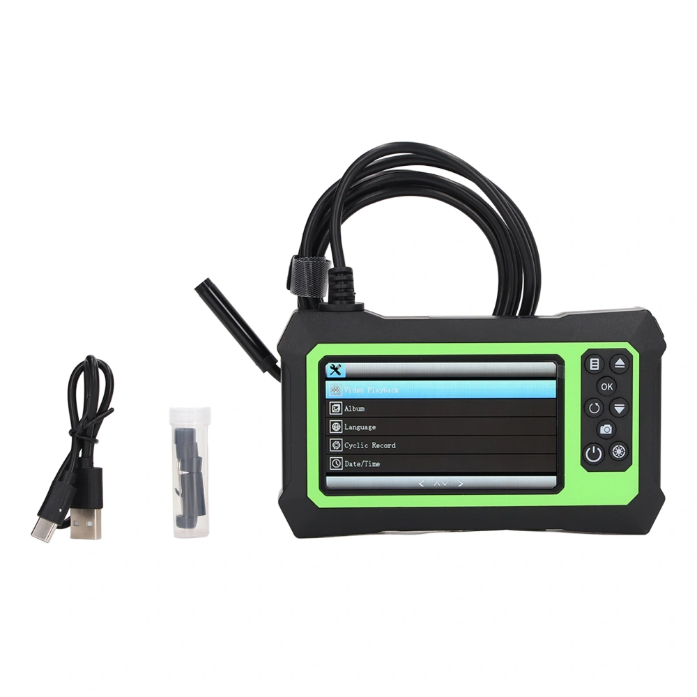 Endoscope 8mm Lens 4.3in LCD Screen Borescope Camera IP67 Waterproof for Inspection 2m / 6.56ft Green