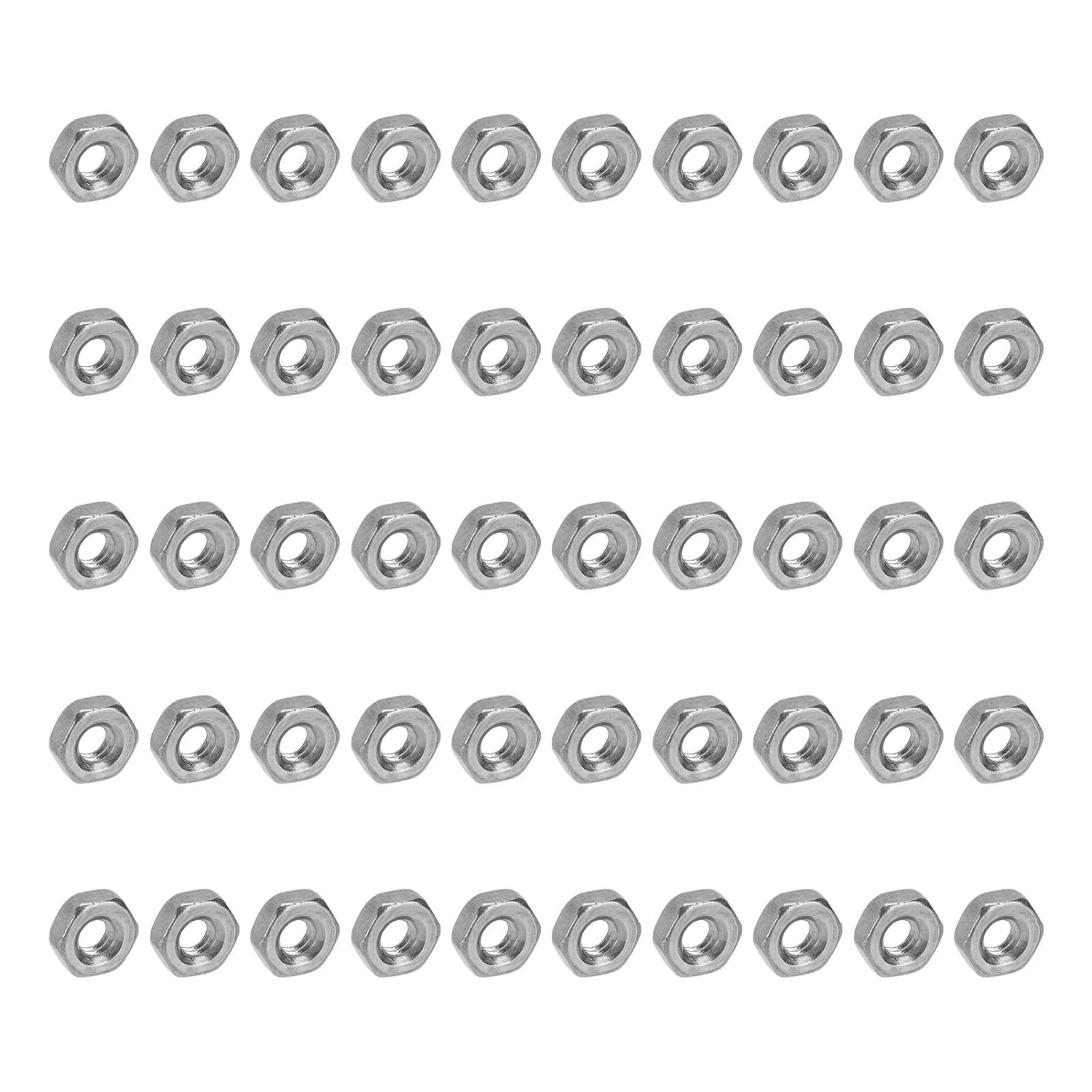 50Pcs Hex Nuts A2‑70 Stainless Steel Thread Nut Assortment Kit for Industrial MachineryM4