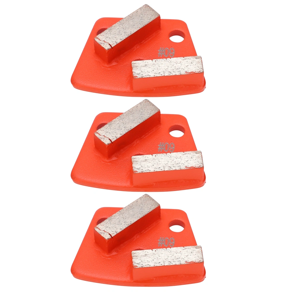 3Pcs Diamond Grinding Shoes Trapezoid Concrete Aggreesive Cutting 2 Long Teeth Tangerine 60#