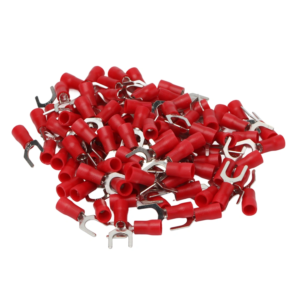 100Pcs Insulated Fork Terminals Copper PVC U Type Wire Connector Electrical Crimp Terminal 16‑14AWG