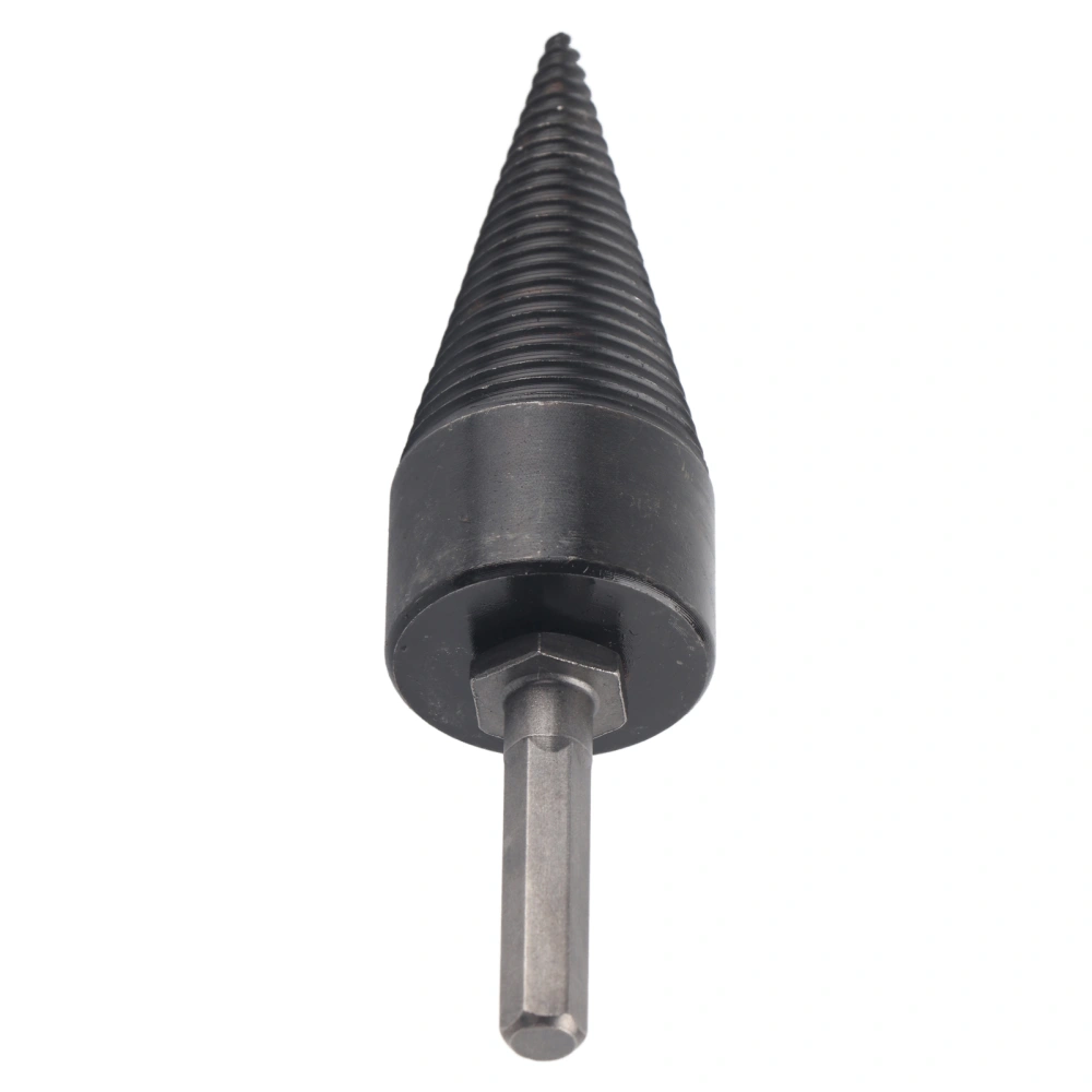 Firewood Drill Bit Wood Log Splitter Carbon Steel Cone Hex Shank Drilling Tool Black 38mm / 1.5in