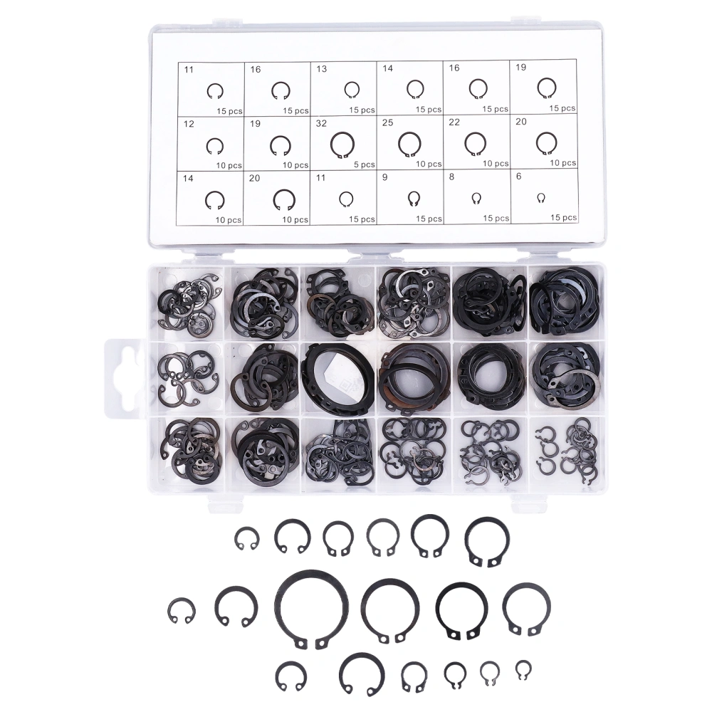 225Pcs C Clip Circlip Snap Ring Retaining Fastener Hardware Set Kit for Machine Vehicle