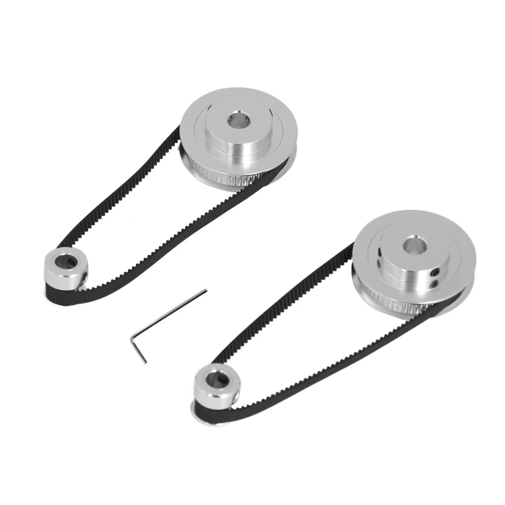 Timing Pulley Set 20 Teeth 60 Teeth Aluminum Synchronous Wheel with 280mm Length 6mm Width Timing Belt for 3D Printer 8mm/0.3in Bore