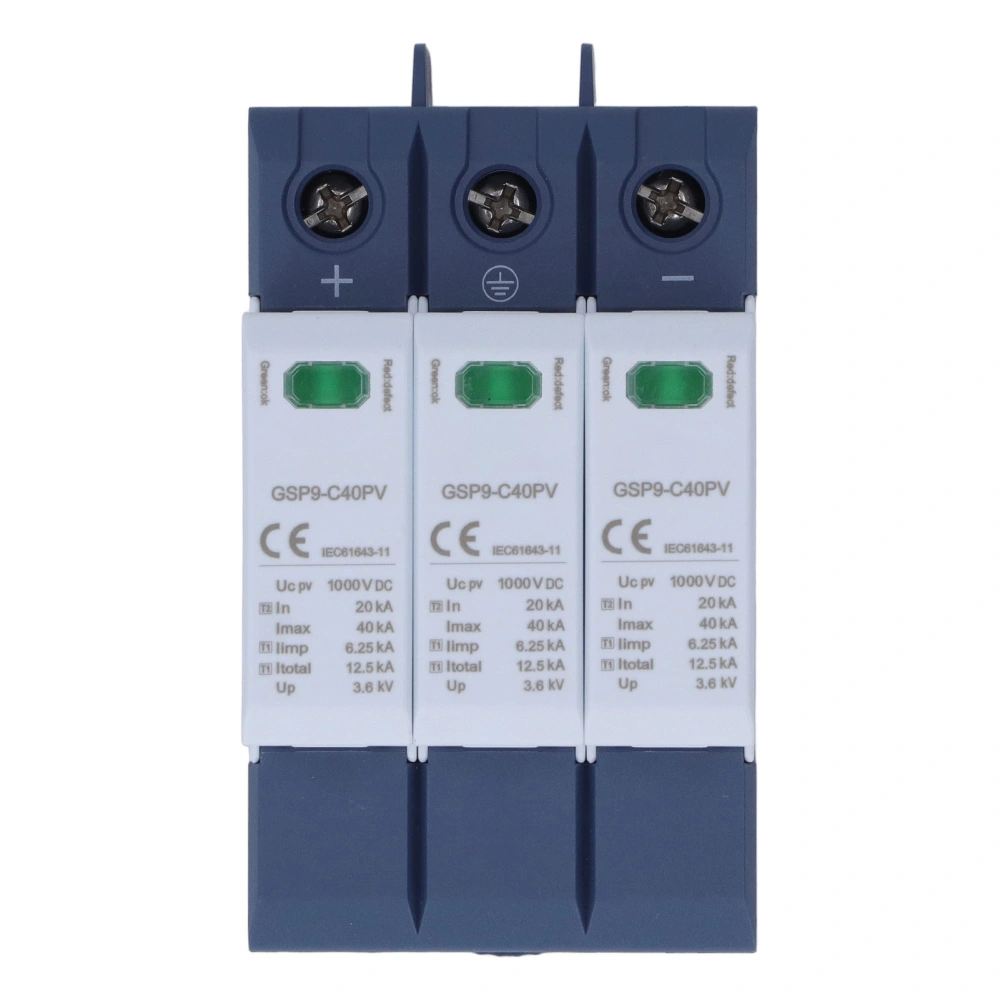 Surge Protective Device 40KA 3P SPD Photovoltaic Protector DIN Rail Installation DC 1000V