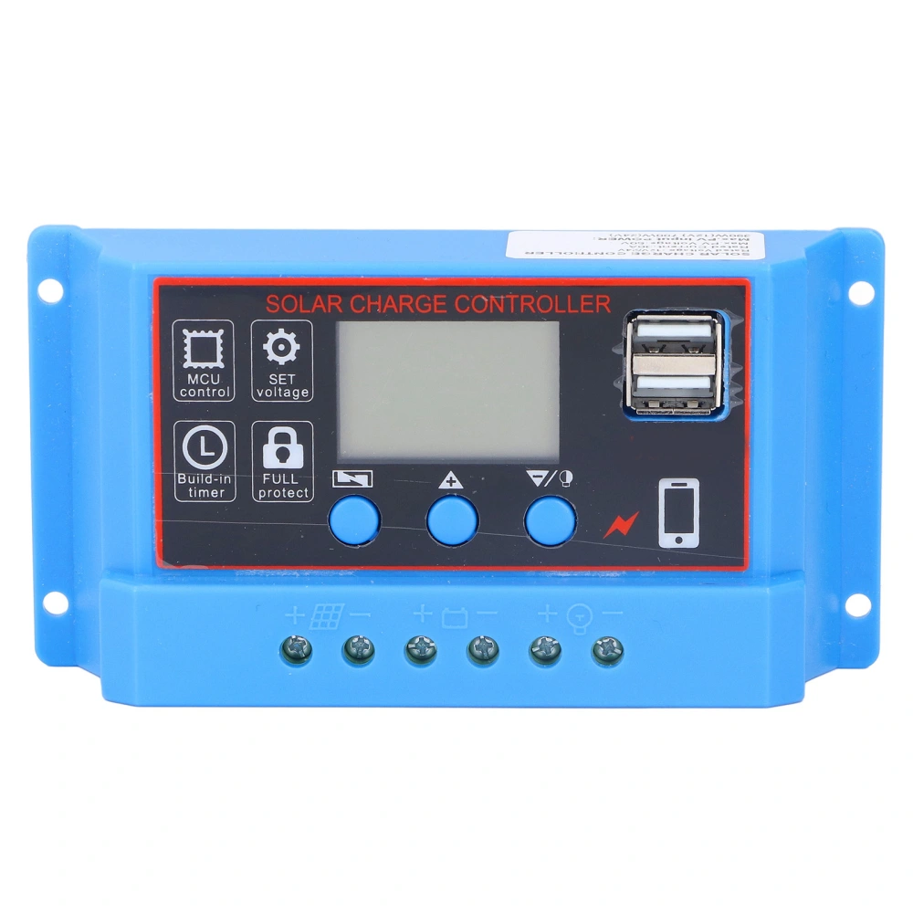 Solar Panel Charge Controller LCD Display PWM Photovoltaic Charging Regulator 12V 24V10A