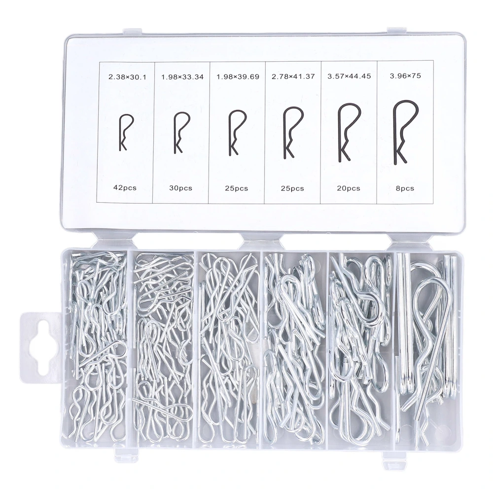 150PCS Spring Cotter Pin Assortment Set Galvanized Steel R Shaped Trailer Hitch Pins Fastener