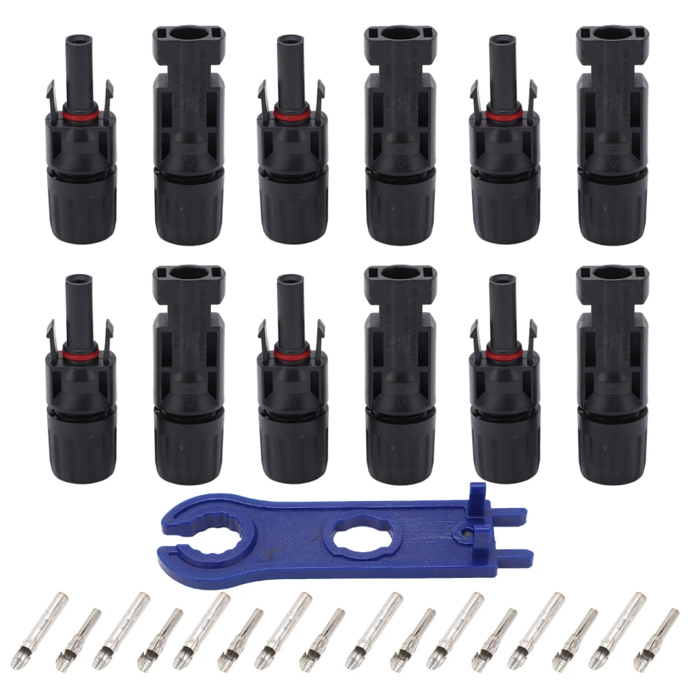 12PCS Solar Photovoltaic Connector IP67 Copper Tinned Pins Male Female Connector Kit for Industry 1000V 30A