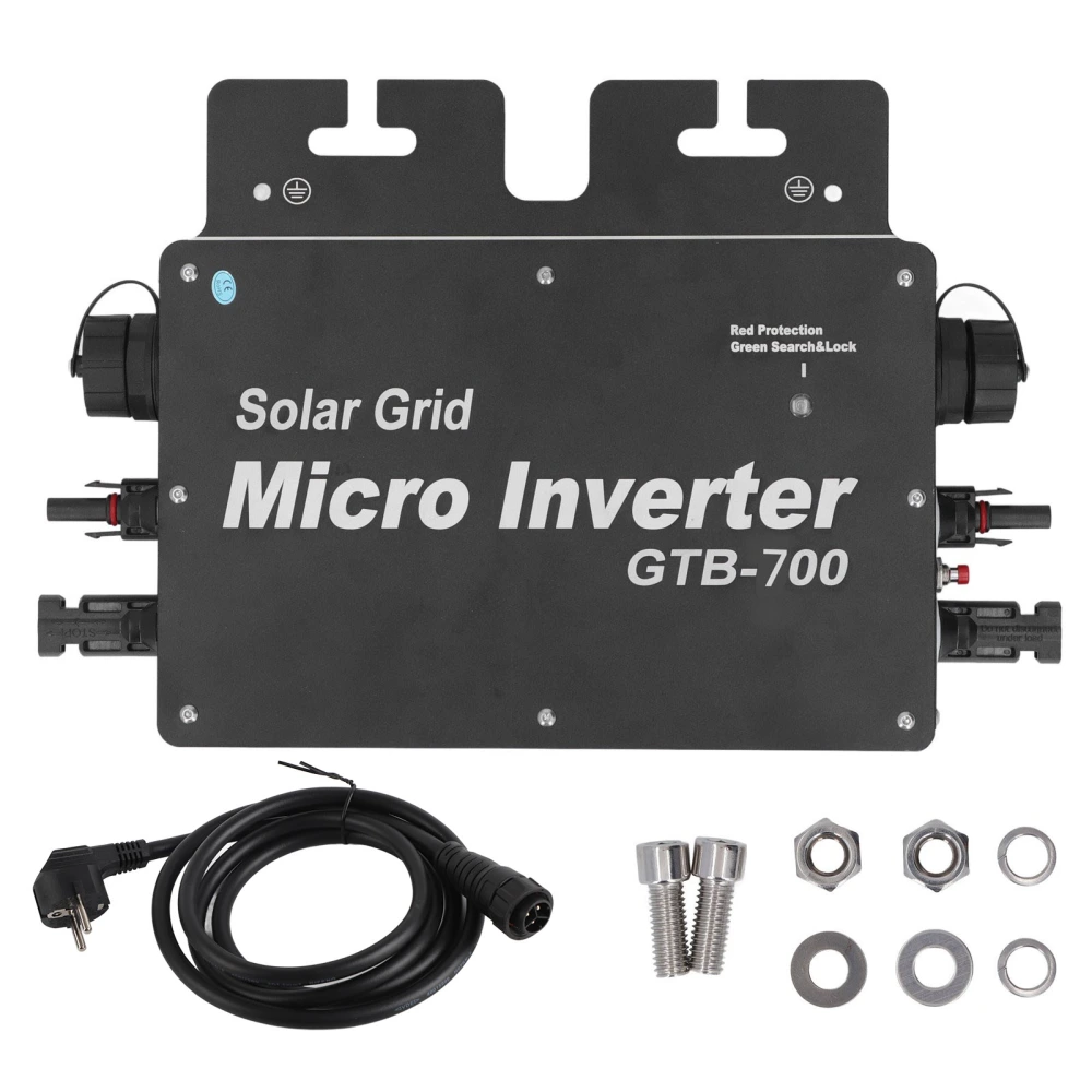 Grid Tie Micro Inverter 700W IP65 WiFi Control Voltage Automatic Identification Solar Grid Tie Microinverter 120V 230V Black EU Plug