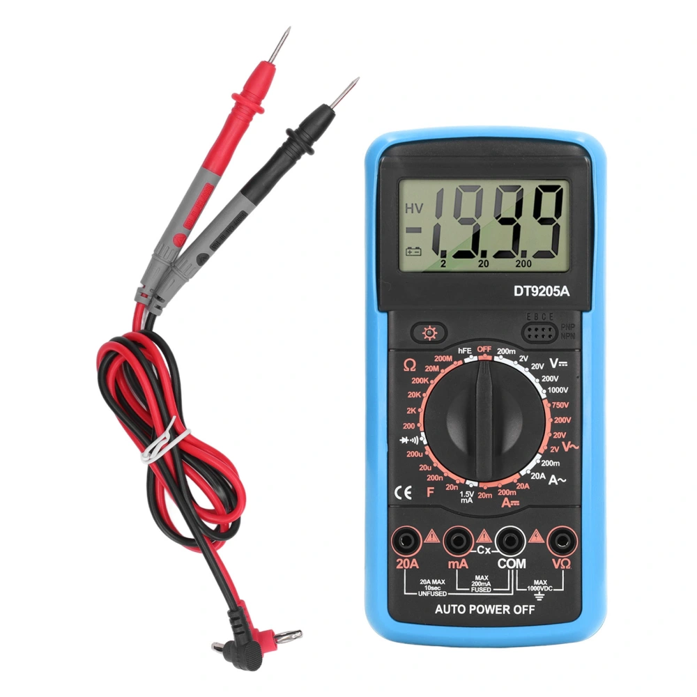 Smart Digital Multimeter LCD Display Multifunctional Circuit Detection Meter for Household Blue