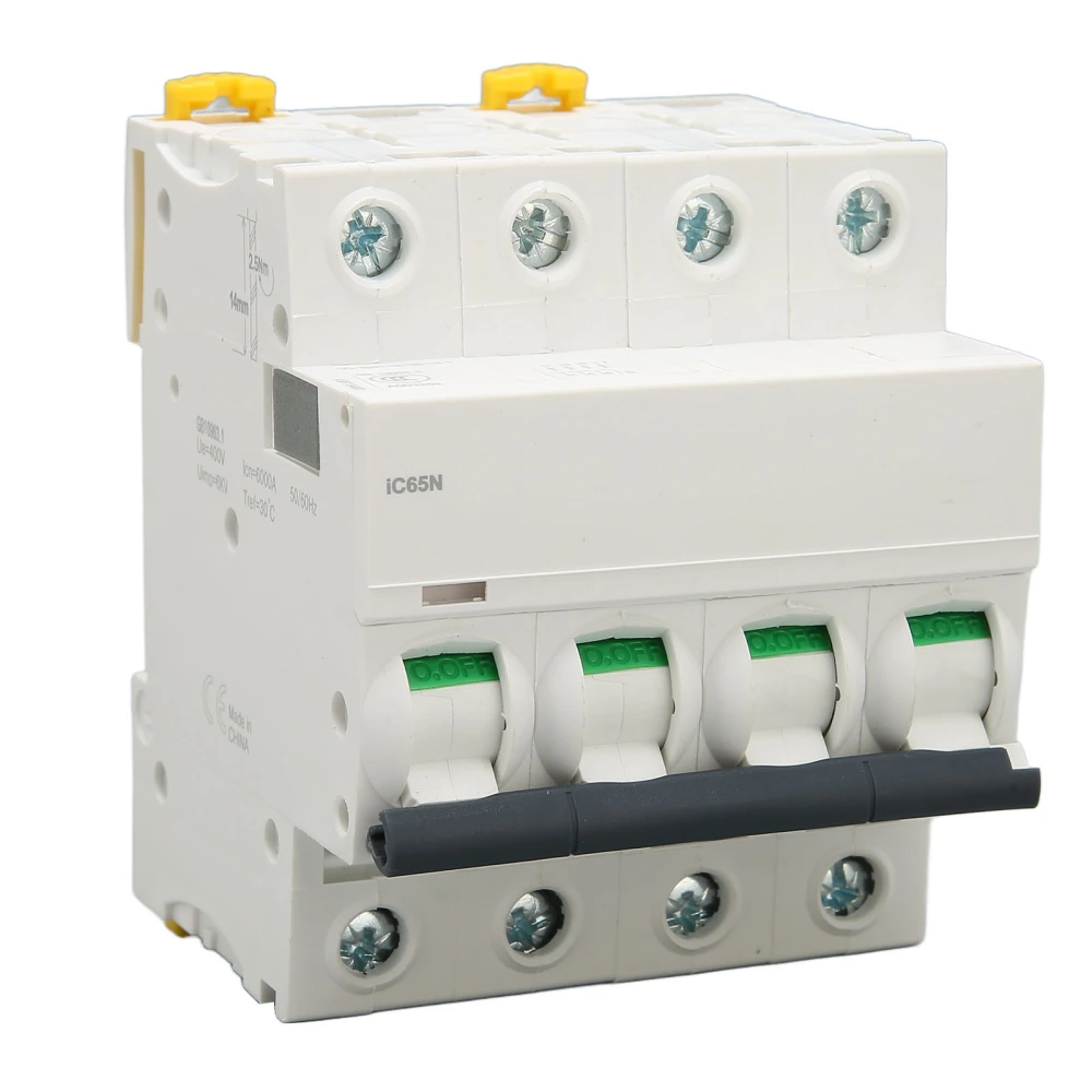 Miniature Circuit Breaker PA66 Flame Retardant Housing 4P Automatic Circuit Breaker for Commercial Building AC 400V 20A