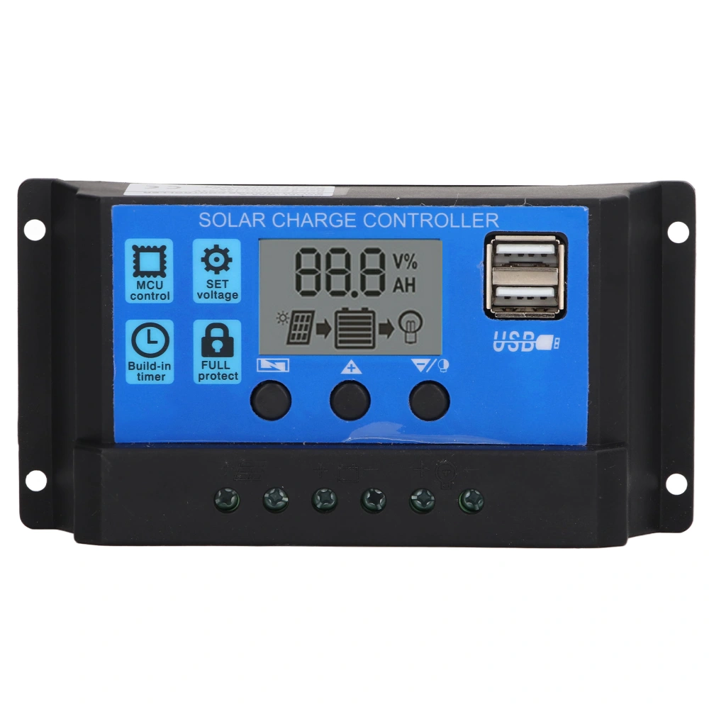 Solar Charge Controller LCD Display PWM Control 10A 12V 24V Auto Recognition for Power