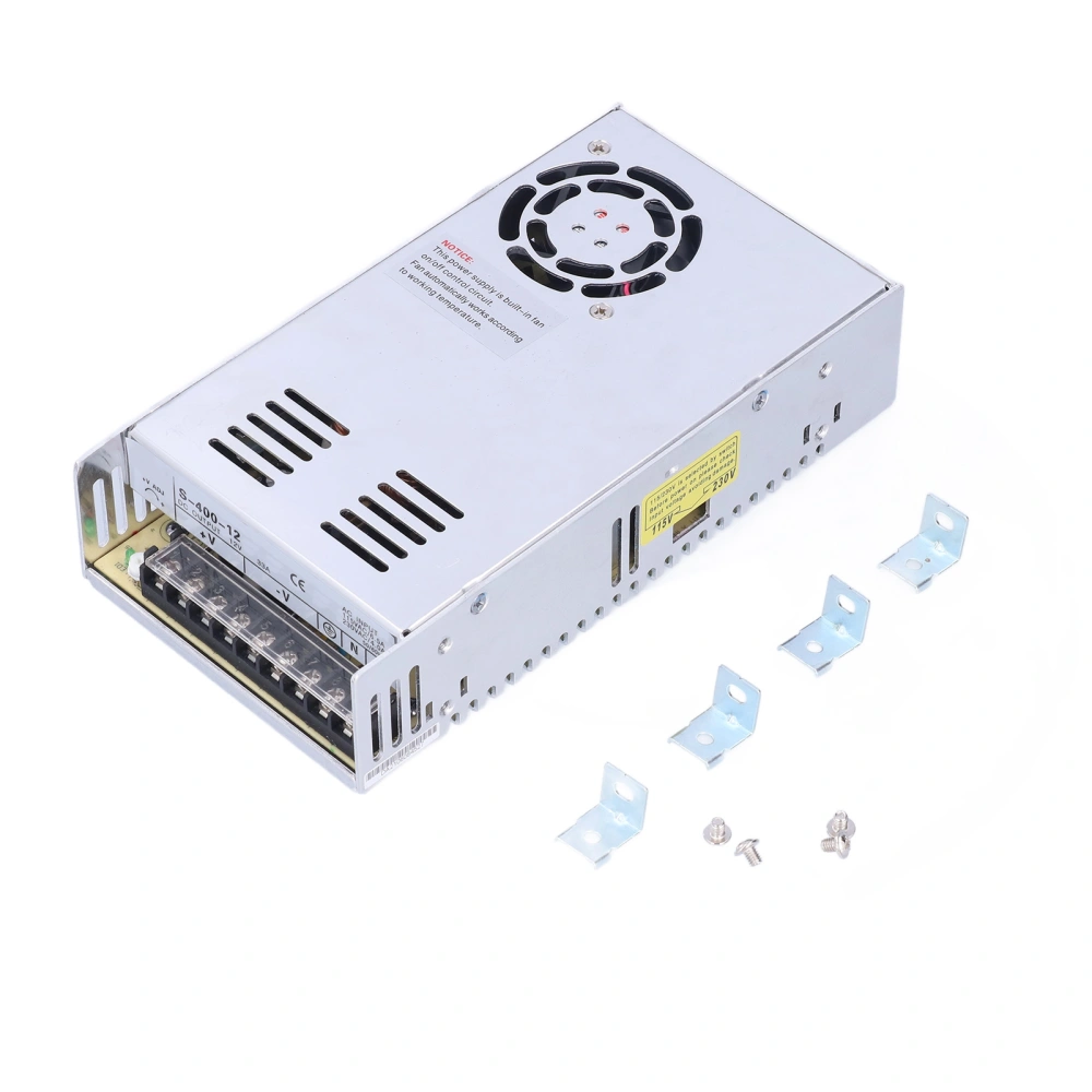 DC Switching Power Supply with Clips Aluminum Alloy Shell 400W for Voltage Conversion 115‑230VACS‑400‑12 12V/33A