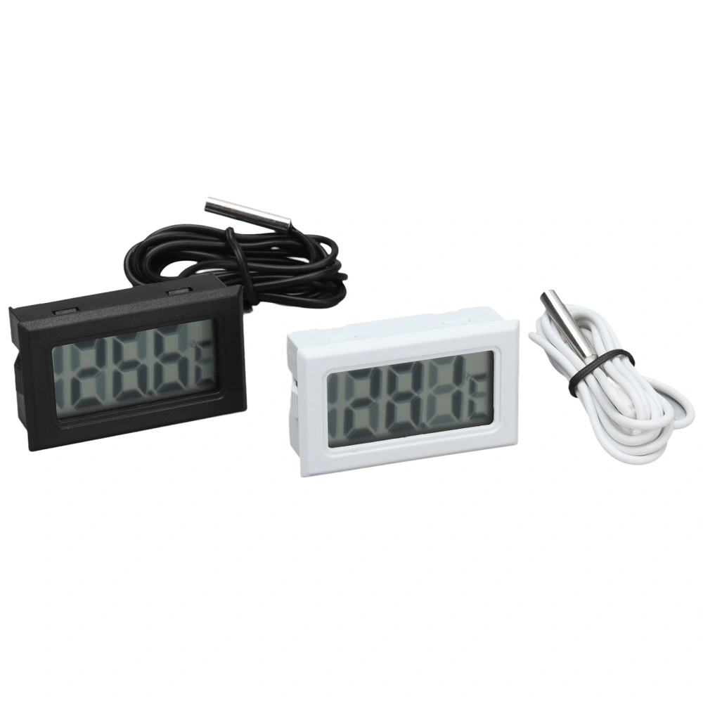 2Pcs Electronic Digital Thermometer Thermostat Temperature Meter 2s Refresh with Probe(Black White )