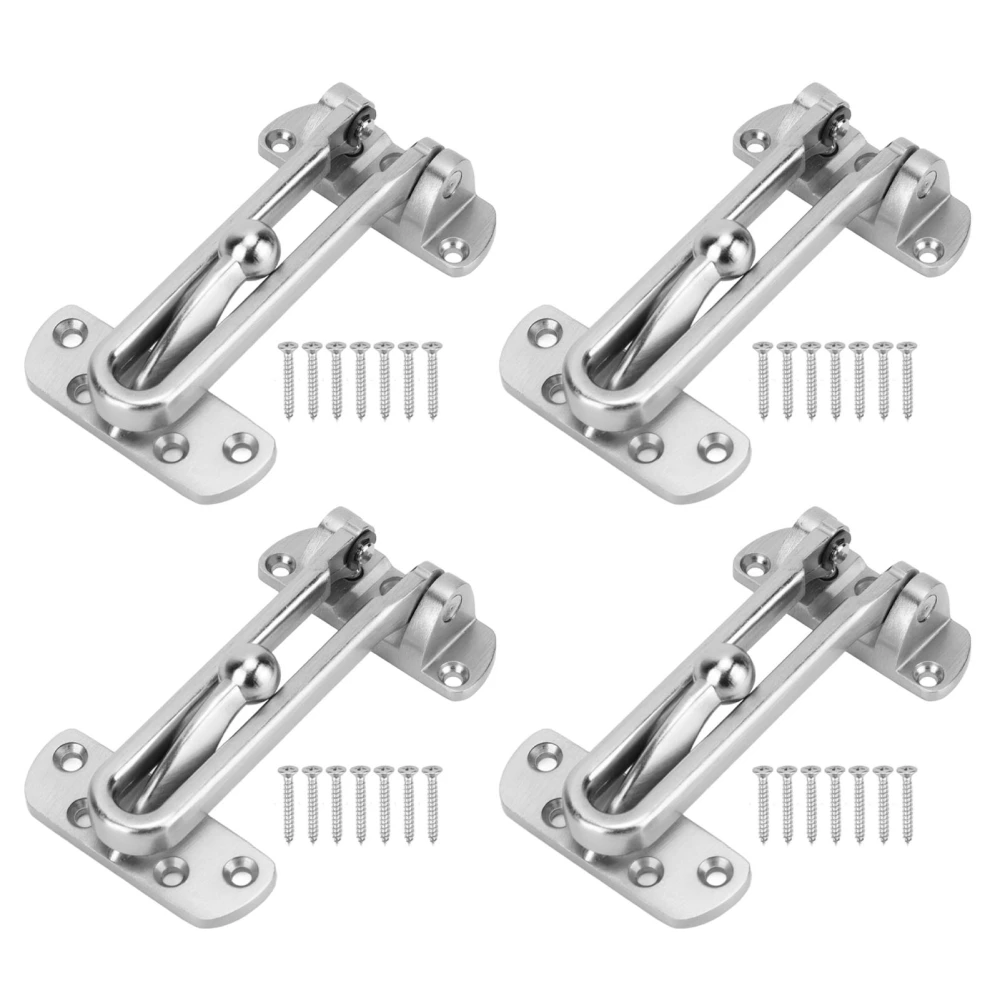 4 Pcs Swing Bar Lock Zinc Alloy Extra Thick Arm Shock Resistant 3 Position Adjustable Door Lock Security Guard for Hotel