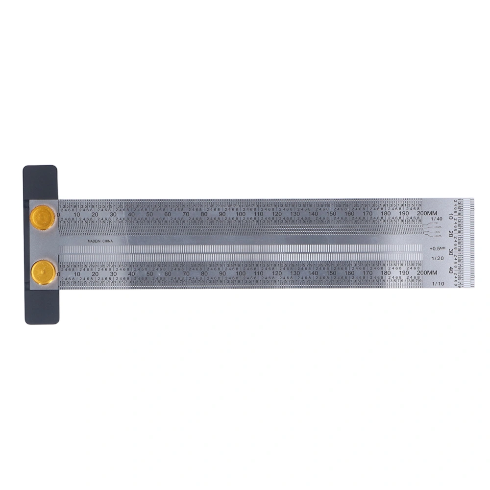 Scriber Ruler Stainless Steel 200mm High Accuracy Simple Operation Right Angle Line Ruler for Woodworking