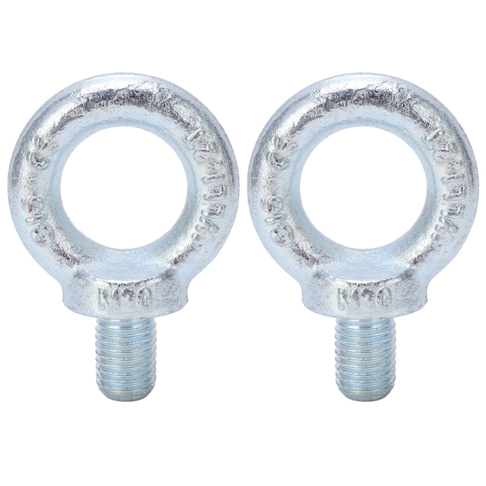 2PCS Lifting Ring Bolts Galvanized Carbon Steel Eyebolts Deep Threaded Lifting Shoulder Eyebolt M20