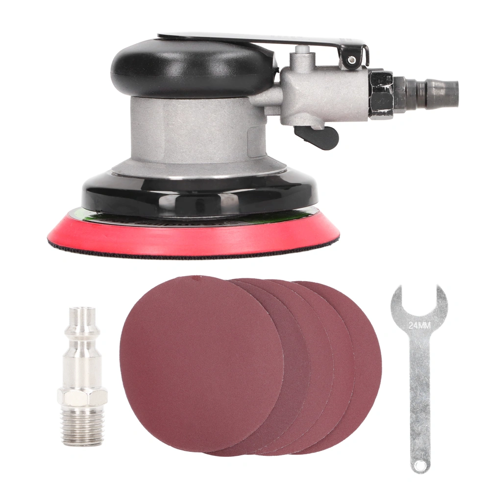 Air Random Orbital Sander 5in Pneumatic Palm with 5pcs Sandpapers for Auto Work Style Joint