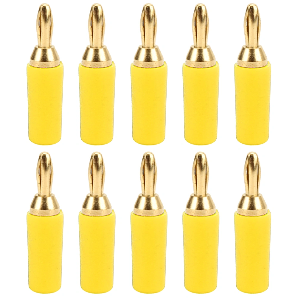 10PCS J.10007 2.5mm Brass Banana Plug Gold Plated Banana Plug Connector Instrument Test PlugYellow