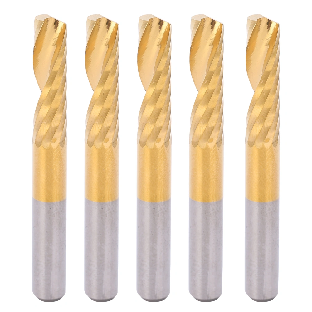 5PCS HSS End Mills Spiral Titanium Coating Single Flute Metric 6x22x50mm for Metal Cutting