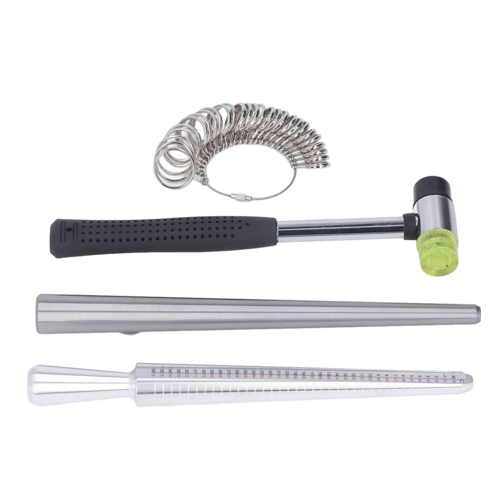 Ring Mandrel Sizer Finger Rings Measuring Gauge Rubber Hammer Stick Jewelry Making Kit