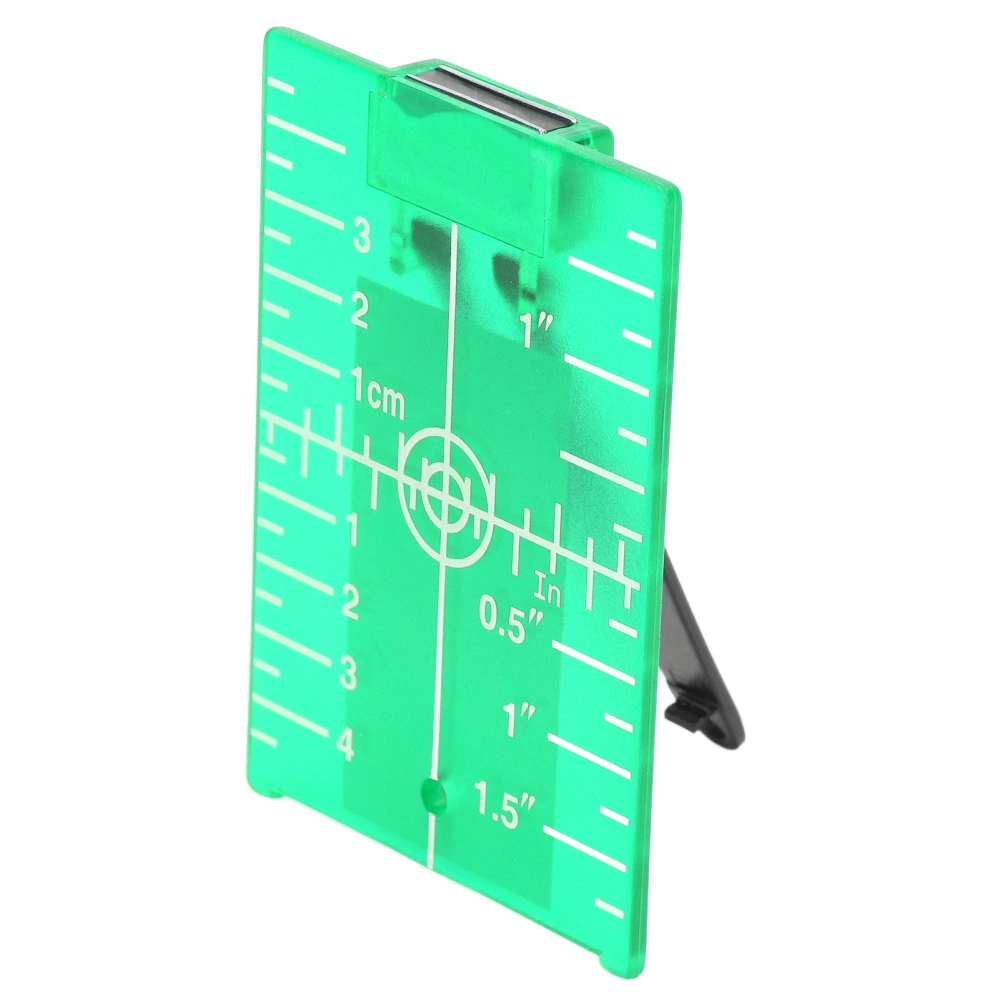 Plastic Laser Leveling Target Magnetic Floor Target Card Plate with Bracket Inch Metric Scale Green