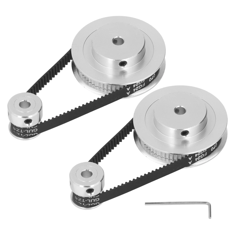 2 Set Synchronous Wheel GT2 Aluminum Alloy Timing Pulley with 2Pcs Length 200mm Width 6mm Belt 5mm Inner Bore