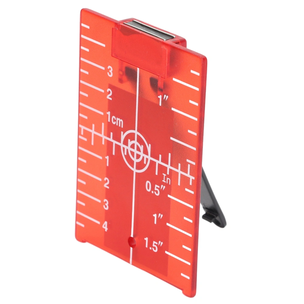 Plastic Laser Leveling Target Magnetic Floor Target Card Plate with Bracket Inch Metric Scale Red