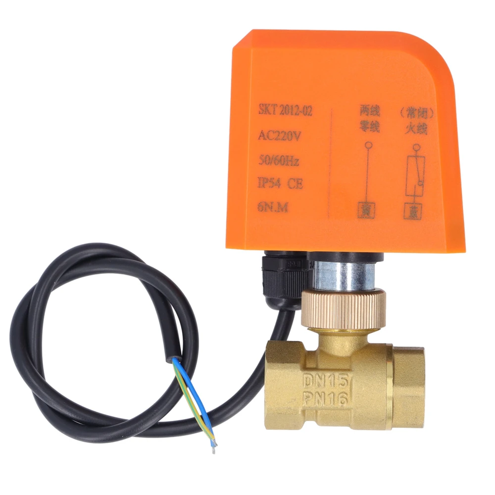 Motorized Ball Valve 2 Wire 2 Way Normally Closed DN15 Brass ABS Synchronous Motor AC220V