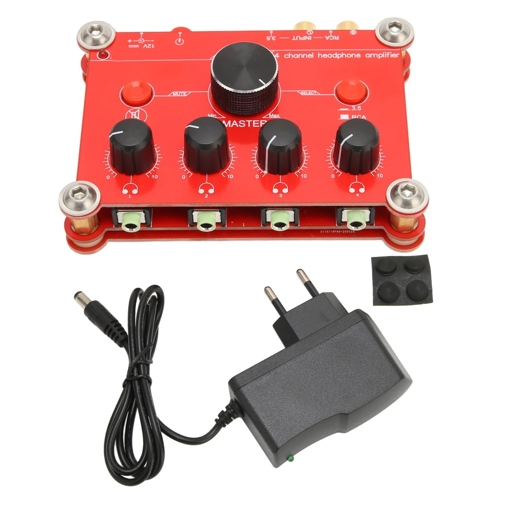 4 Channel Red Headphone Amplifier Independent Volume Control Easy Operation Audio Power Amplifier Module