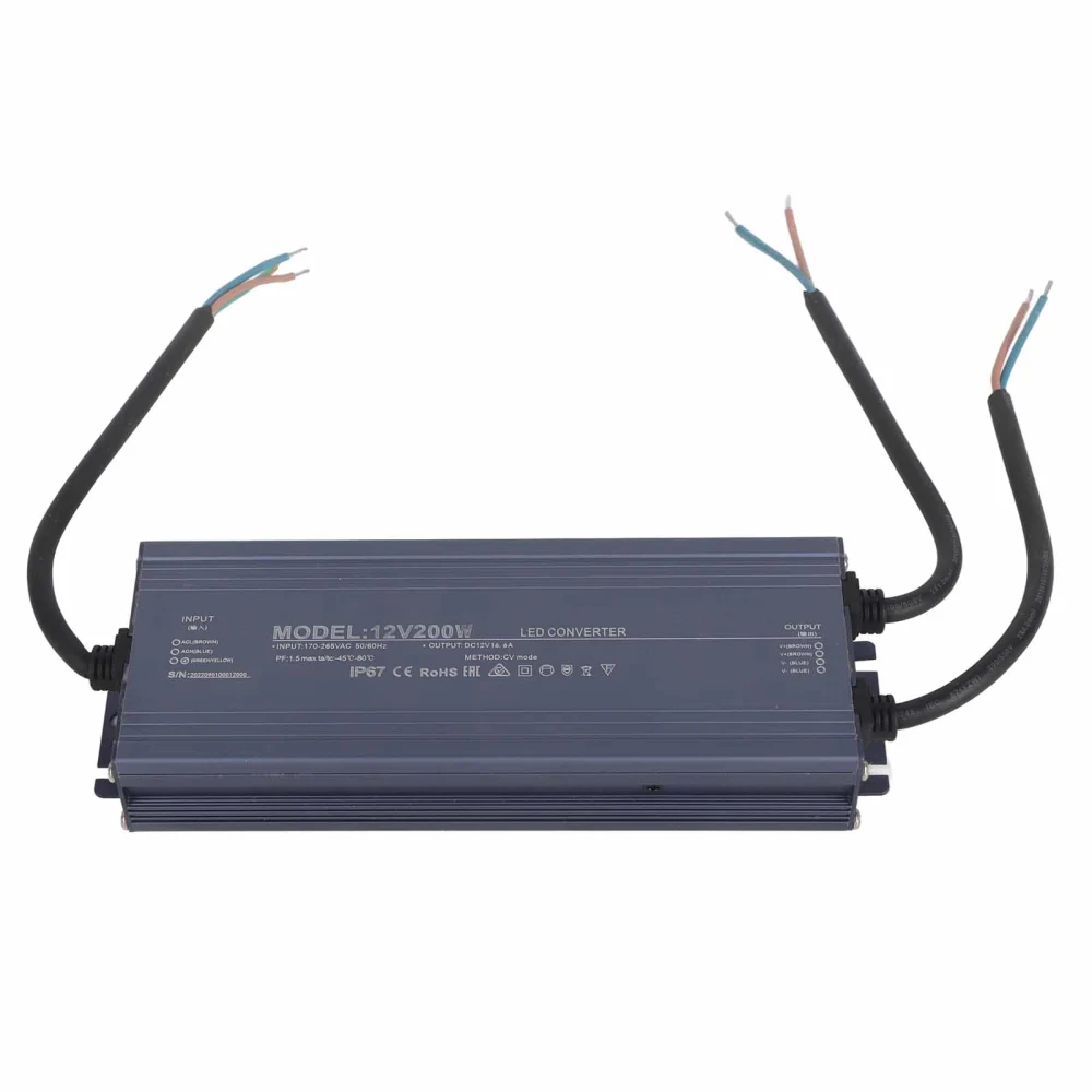 Waterproof Power Supply IP67 LED Power Supplies Driver Lighting Transformer 200W AC170‑265V12V 16.6A