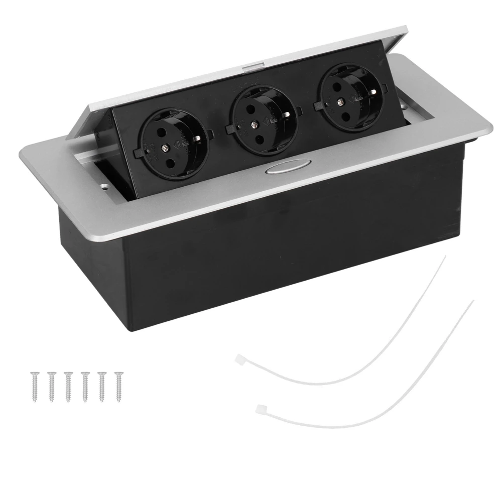 Desktop Socket Embedded Power Outlet 3 Position Charging Socket for Office Building Residential