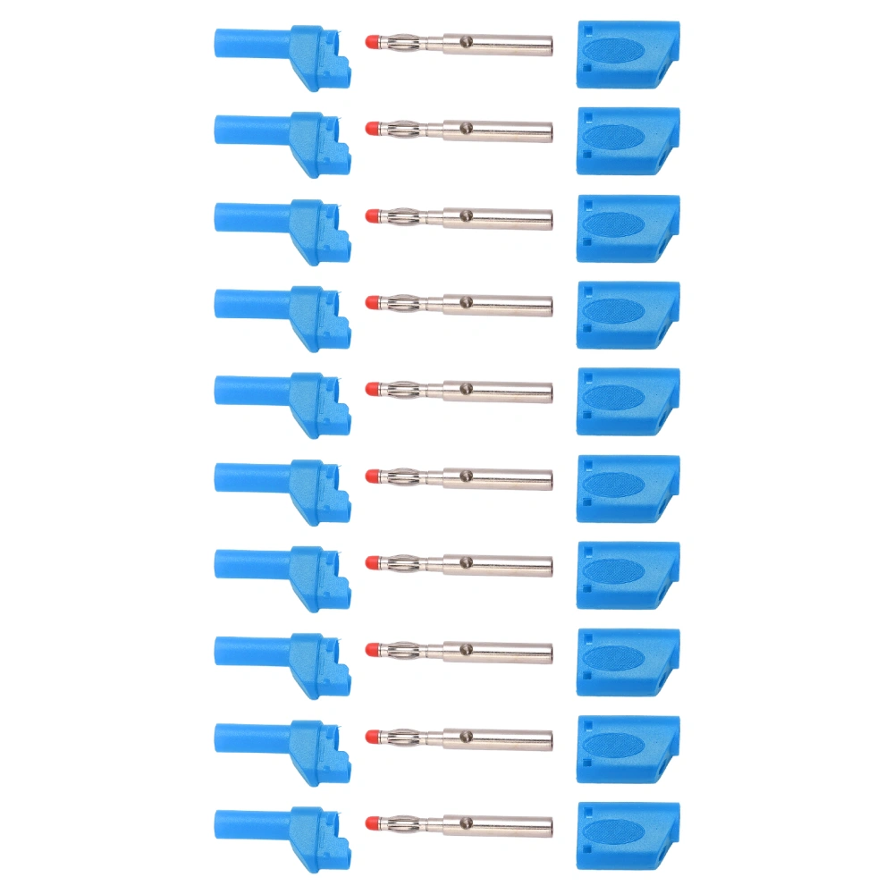 10pcs 22.160 4mm Banana Plug Insulated Safety Banana Plug Connector with Housing for Electronic TestBlue